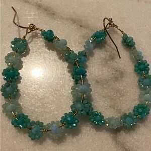 Floral Beaded Hoop Earrings